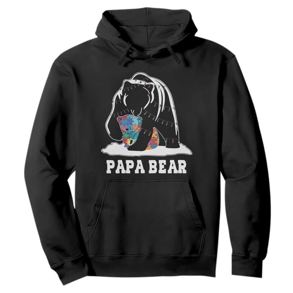 Autism Papa Bear Hoodie Support Autistic Matching Family Dad TS02 Black Print Your Wear