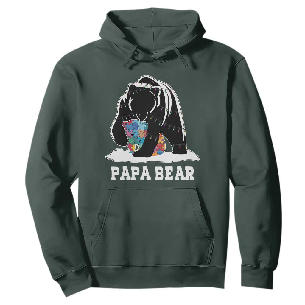 Autism Papa Bear Hoodie Support Autistic Matching Family Dad TS02 Dark Forest Green Print Your Wear