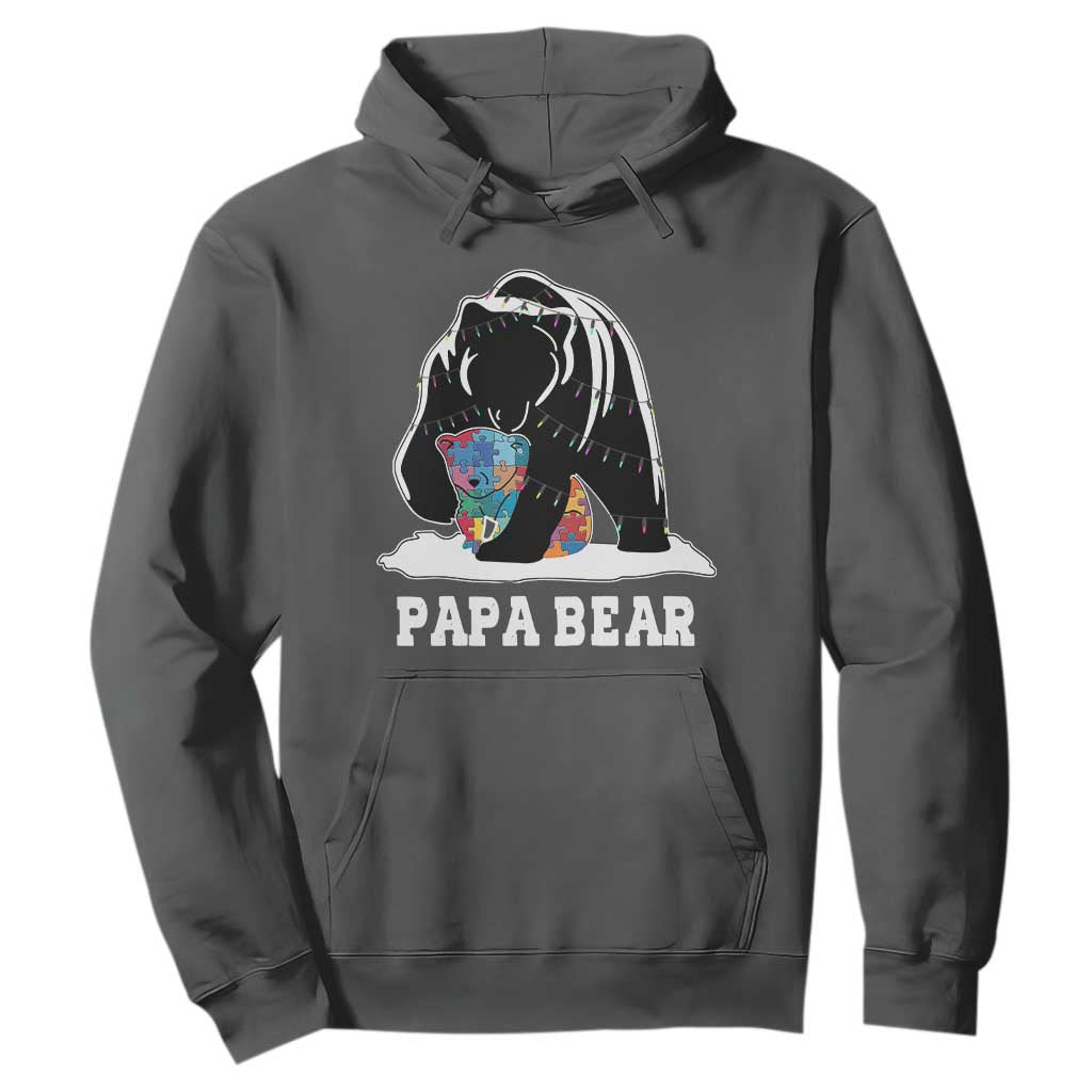 Autism Papa Bear Hoodie Support Autistic Matching Family Dad TS02 Dark Heather Print Your Wear