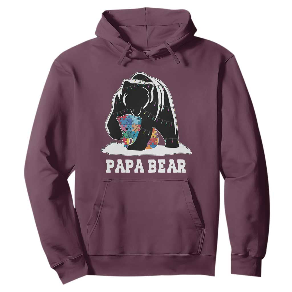 Autism Papa Bear Hoodie Support Autistic Matching Family Dad TS02 Maroon Print Your Wear