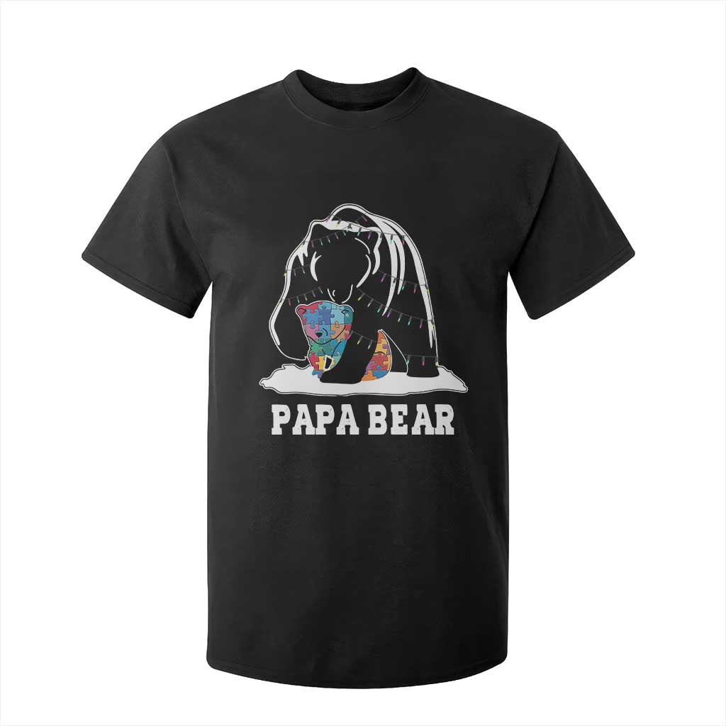 Autism Papa Bear T Shirt For Kid Support Autistic Matching Family Dad TS02 Black Print Your Wear