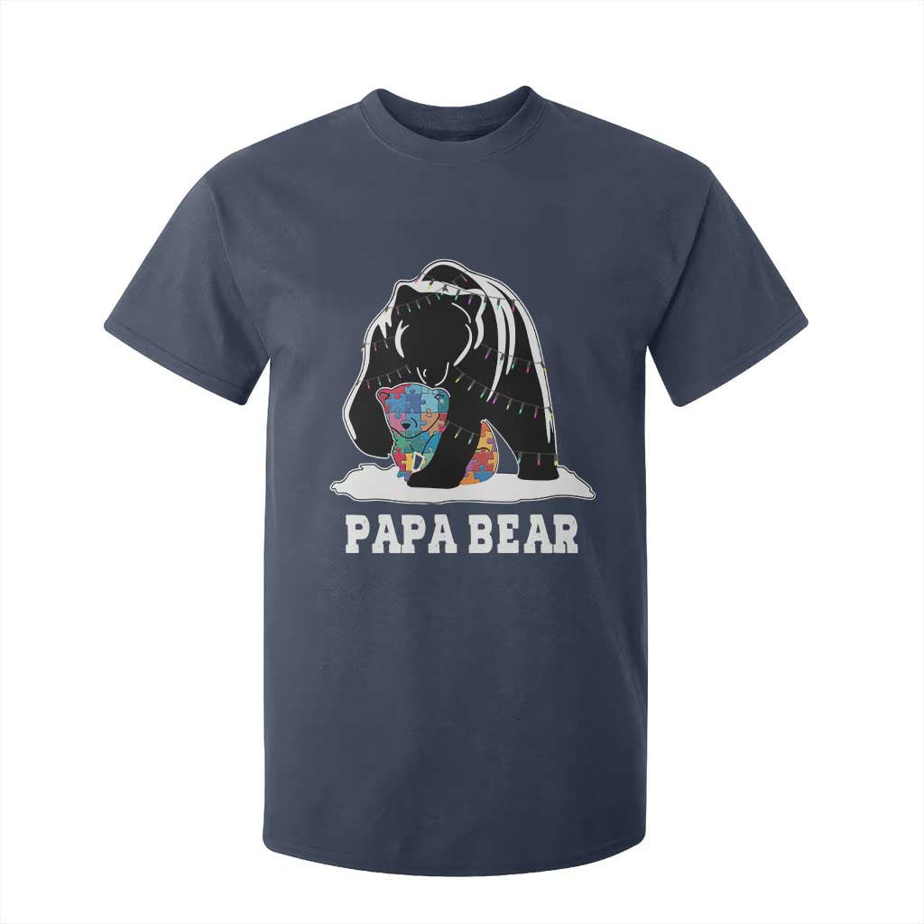 Autism Papa Bear T Shirt For Kid Support Autistic Matching Family Dad TS02 Navy Print Your Wear