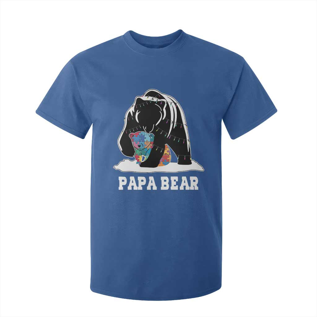 Autism Papa Bear T Shirt For Kid Support Autistic Matching Family Dad TS02 Royal Blue Print Your Wear