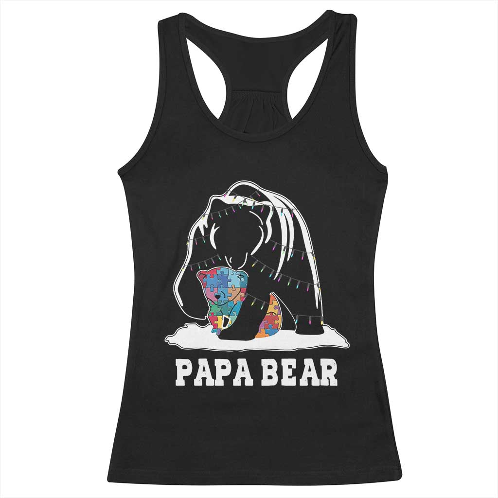 Autism Papa Bear Racerback Tank Top Support Autistic Matching Family Dad TS02 Black Print Your Wear