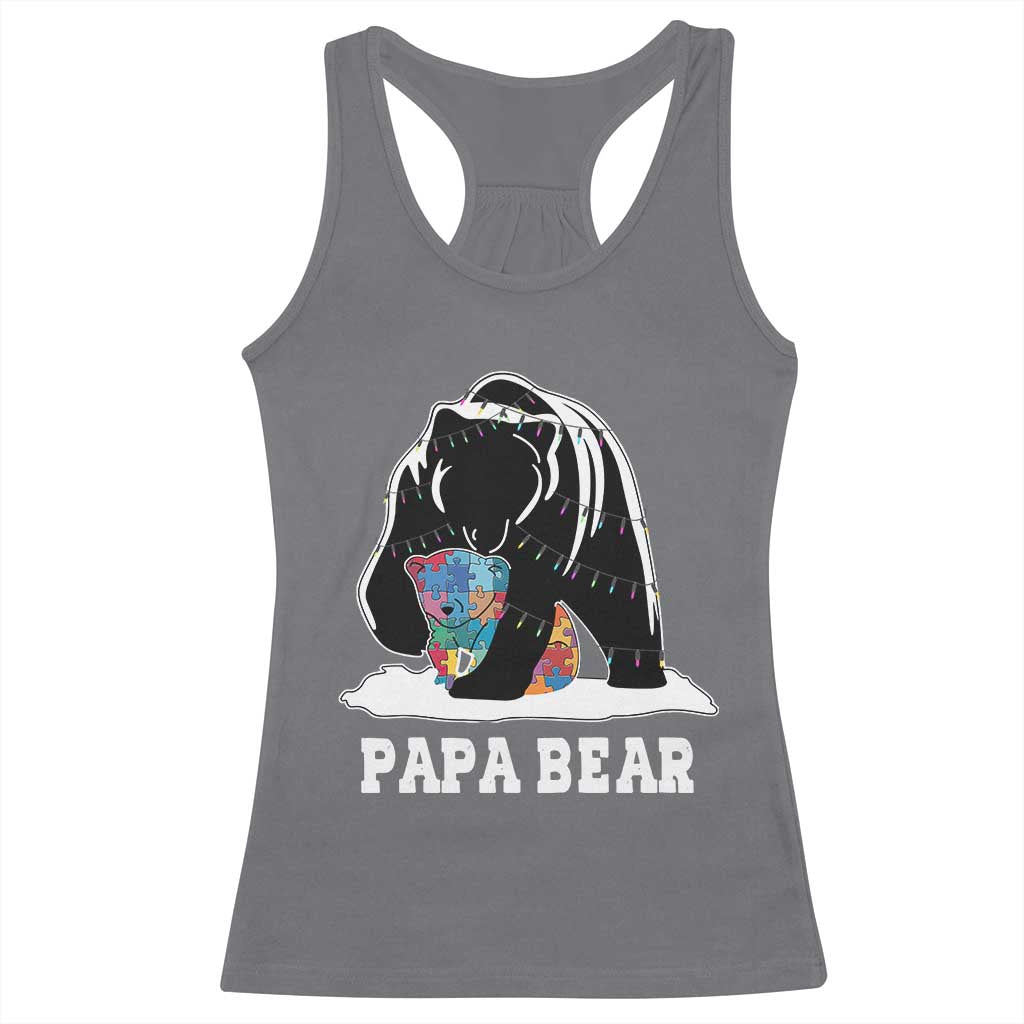 Autism Papa Bear Racerback Tank Top Support Autistic Matching Family Dad TS02 Charcoal Print Your Wear