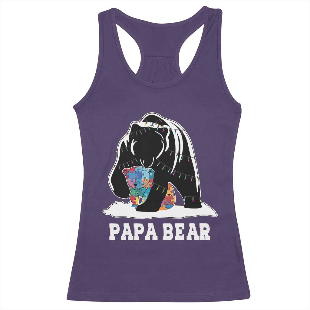 Autism Papa Bear Racerback Tank Top Support Autistic Matching Family Dad TS02 Purple Print Your Wear
