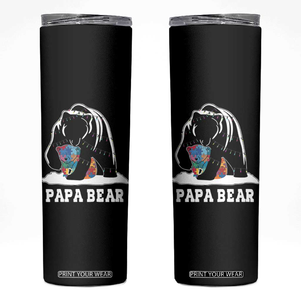 Autism Papa Bear Skinny Tumbler Support Autistic Matching Family Dad TS02 Black Print Your Wear
