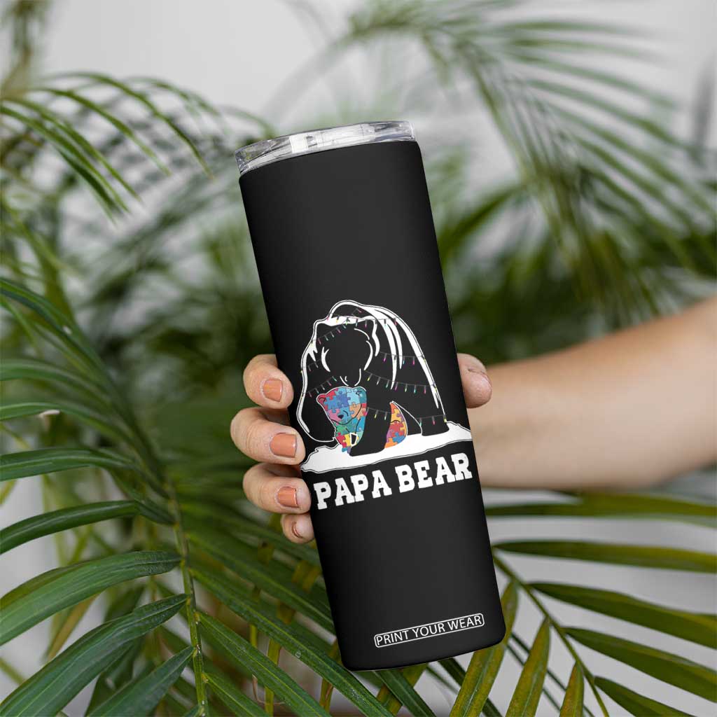 Autism Papa Bear Skinny Tumbler Support Autistic Matching Family Dad TS02 Print Your Wear
