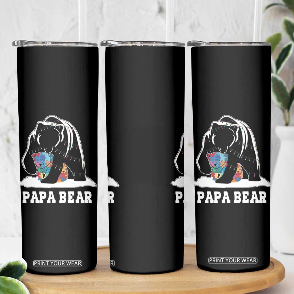 Autism Papa Bear Skinny Tumbler Support Autistic Matching Family Dad TS02 Print Your Wear