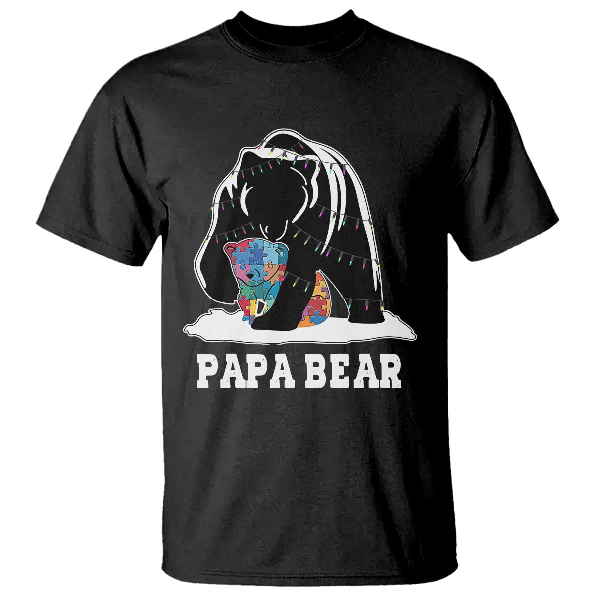 Autism Papa Bear T Shirt Support Autistic Matching Family Dad TS02 Black Print Your Wear