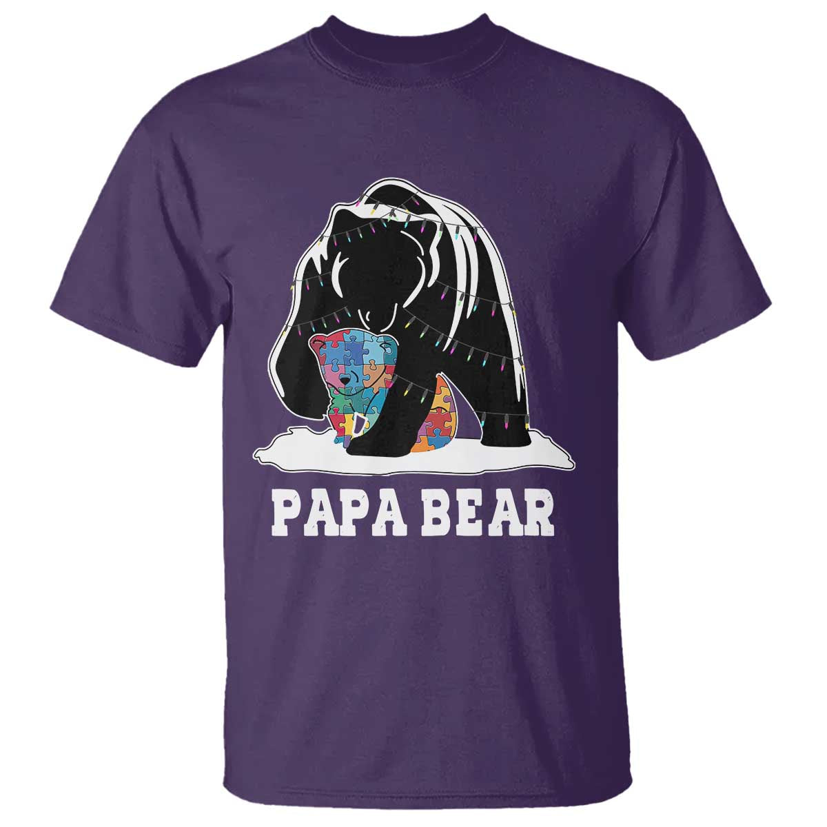 Autism Papa Bear T Shirt Support Autistic Matching Family Dad TS02 Purple Print Your Wear