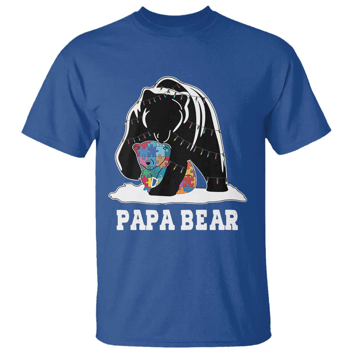 Autism Papa Bear T Shirt Support Autistic Matching Family Dad TS02 Royal Blue Print Your Wear