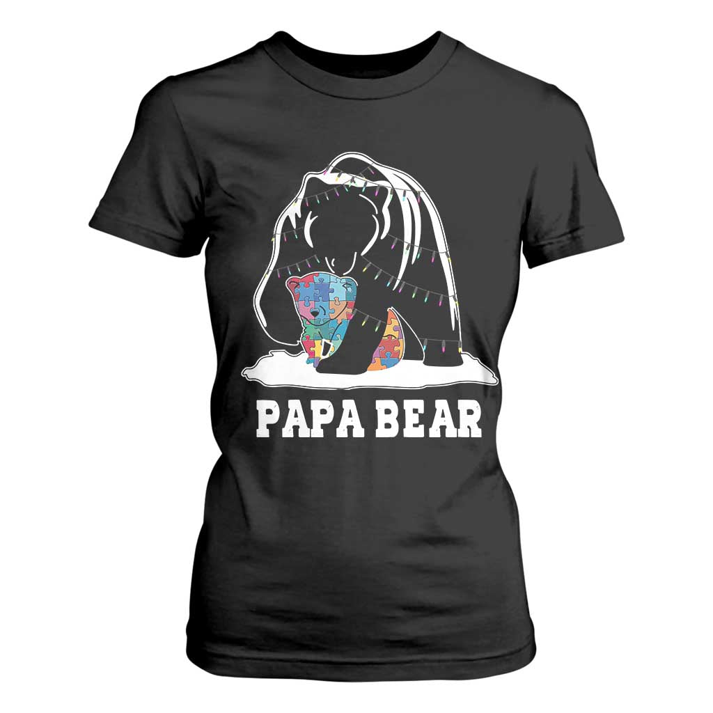 Autism Papa Bear T Shirt For Women Support Autistic Matching Family Dad TS02 Black Print Your Wear