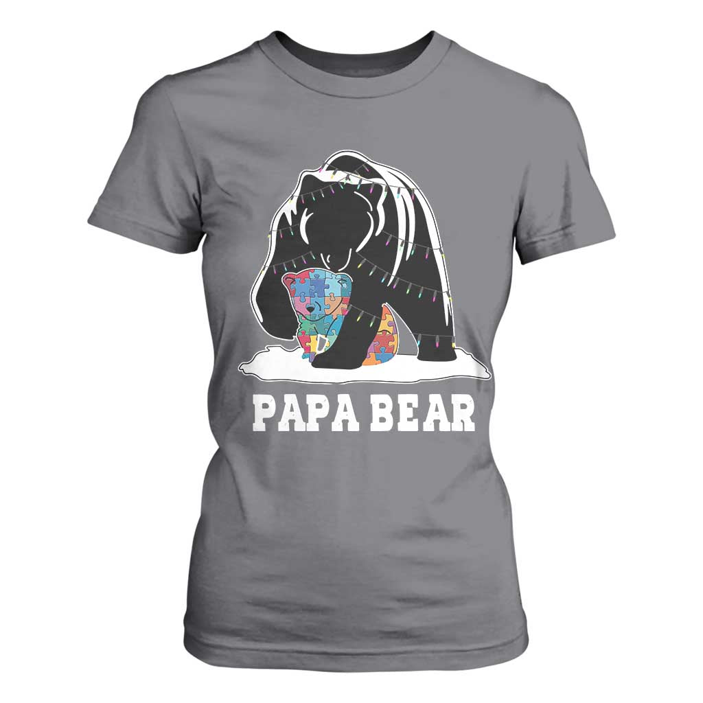 Autism Papa Bear T Shirt For Women Support Autistic Matching Family Dad TS02 Charcoal Print Your Wear