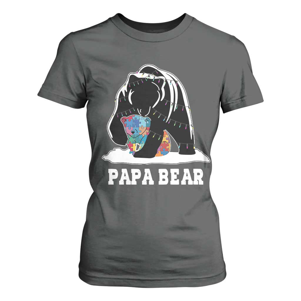 Autism Papa Bear T Shirt For Women Support Autistic Matching Family Dad TS02 Dark Heather Print Your Wear