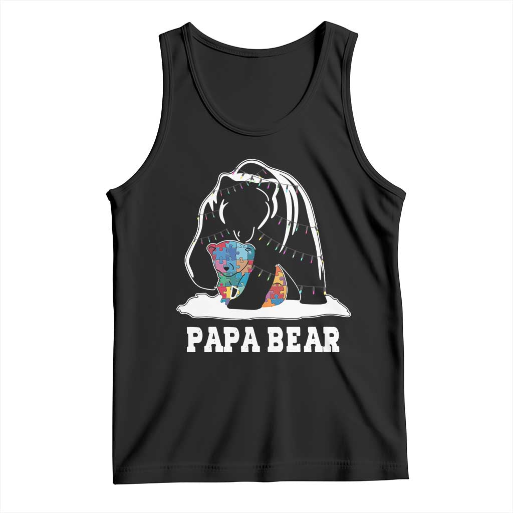 Autism Papa Bear Tank Top Support Autistic Matching Family Dad TS02 Black Print Your Wear