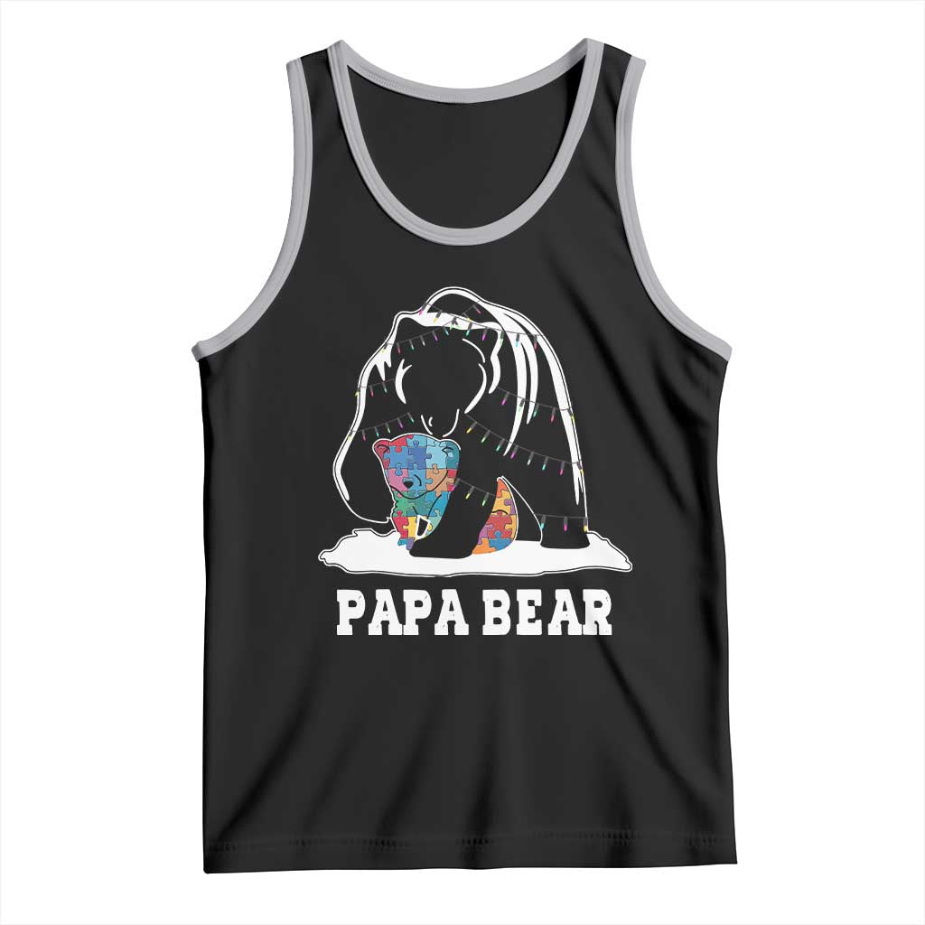 Autism Papa Bear Tank Top Support Autistic Matching Family Dad TS02 Black Athletic Heather Print Your Wear