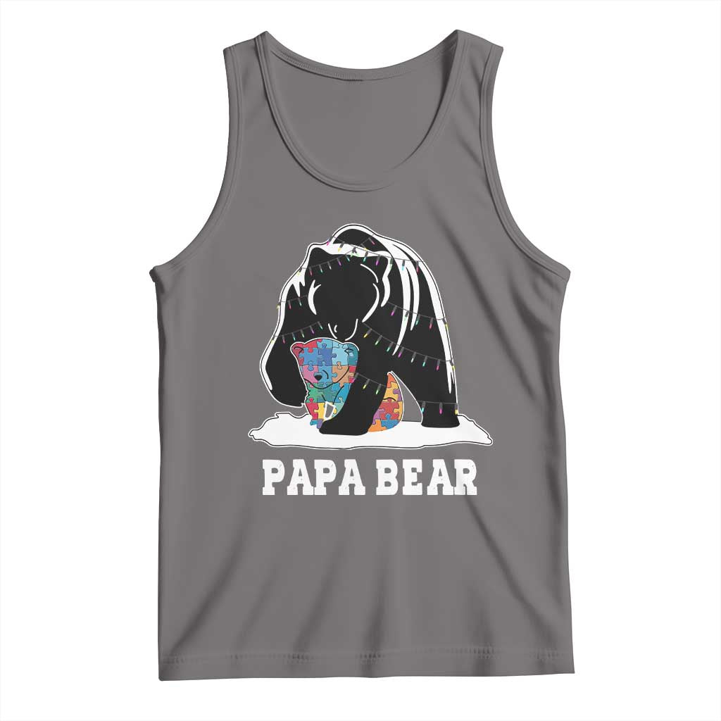 Autism Papa Bear Tank Top Support Autistic Matching Family Dad TS02 Deep Heather Print Your Wear