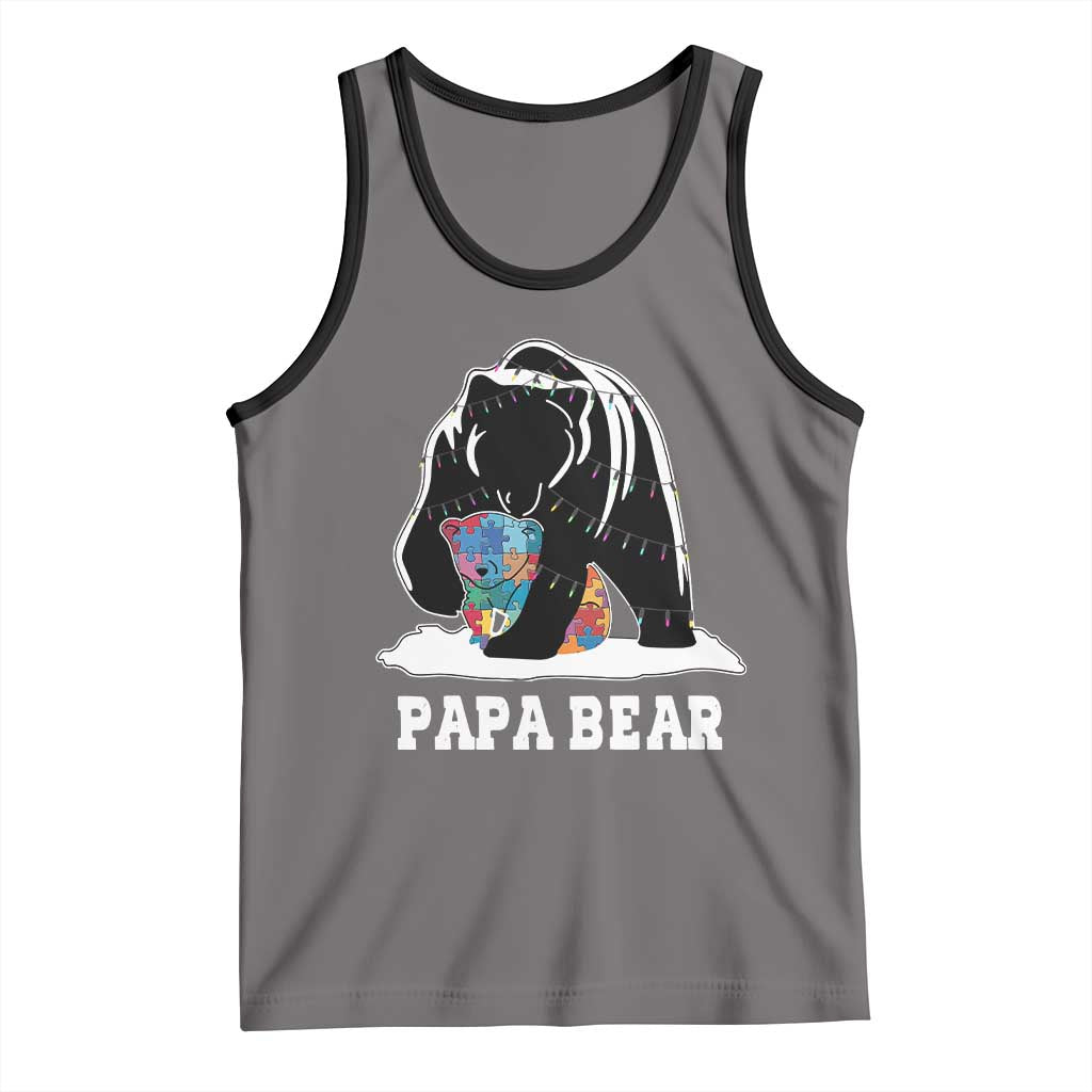 Autism Papa Bear Tank Top Support Autistic Matching Family Dad TS02 Deep Heather Black Print Your Wear