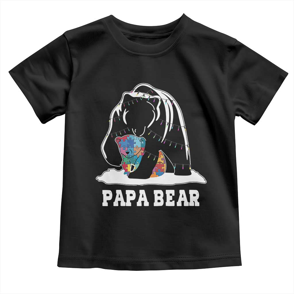 Autism Papa Bear Toddler T Shirt Support Autistic Matching Family Dad TS02 Black Print Your Wear