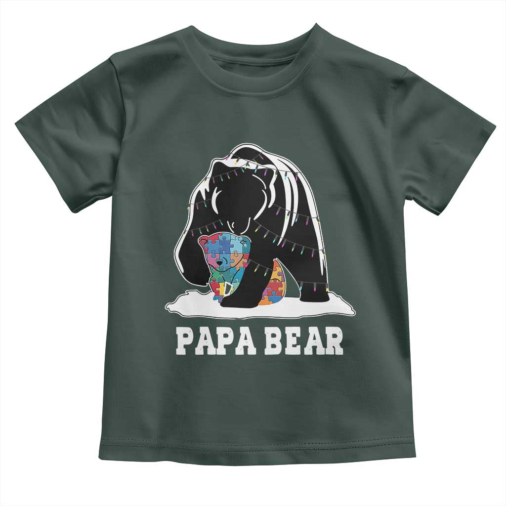 Autism Papa Bear Toddler T Shirt Support Autistic Matching Family Dad TS02 Dark Forest Green Print Your Wear