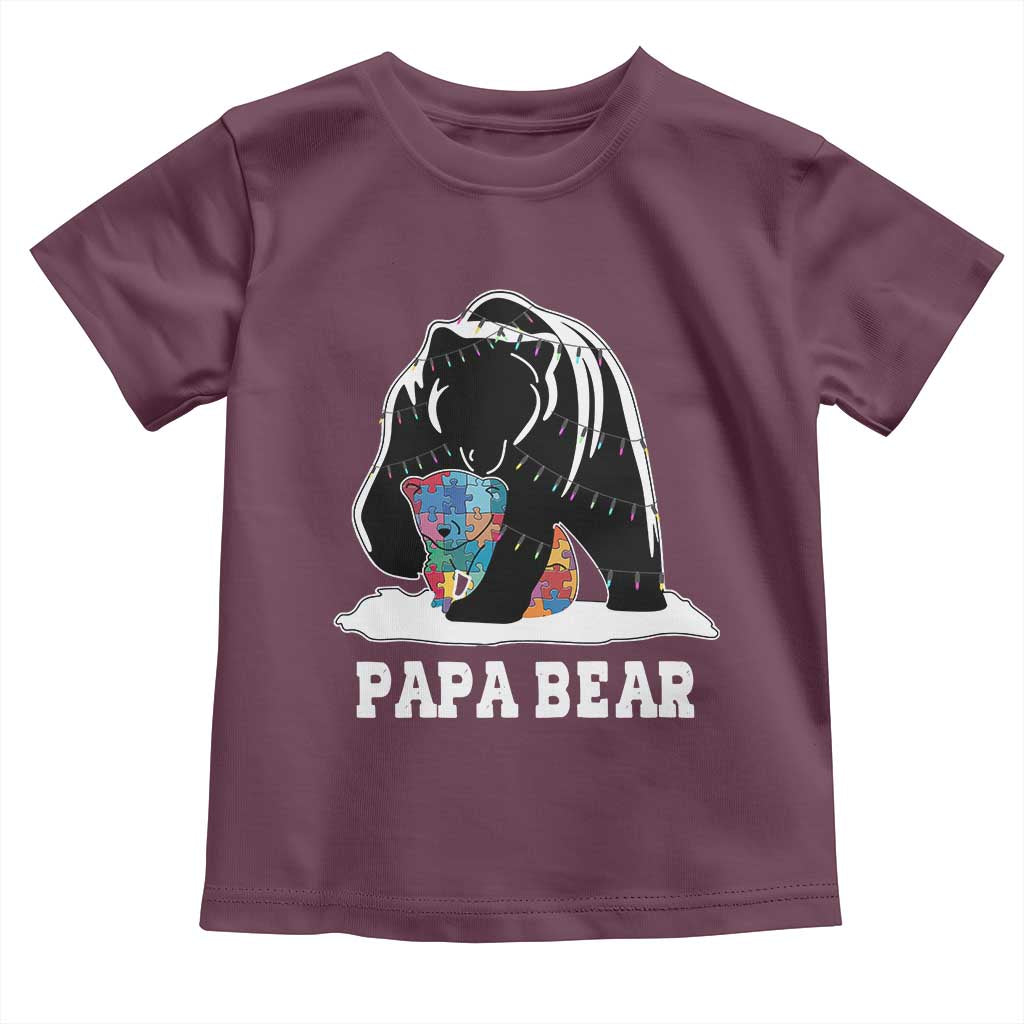 Autism Papa Bear Toddler T Shirt Support Autistic Matching Family Dad TS02 Maroon Print Your Wear
