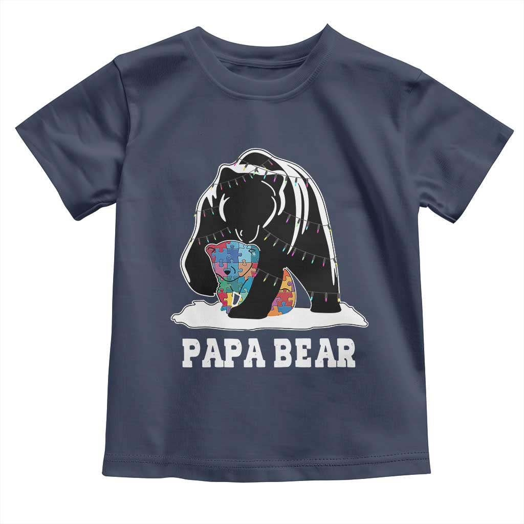 Autism Papa Bear Toddler T Shirt Support Autistic Matching Family Dad TS02 Navy Print Your Wear
