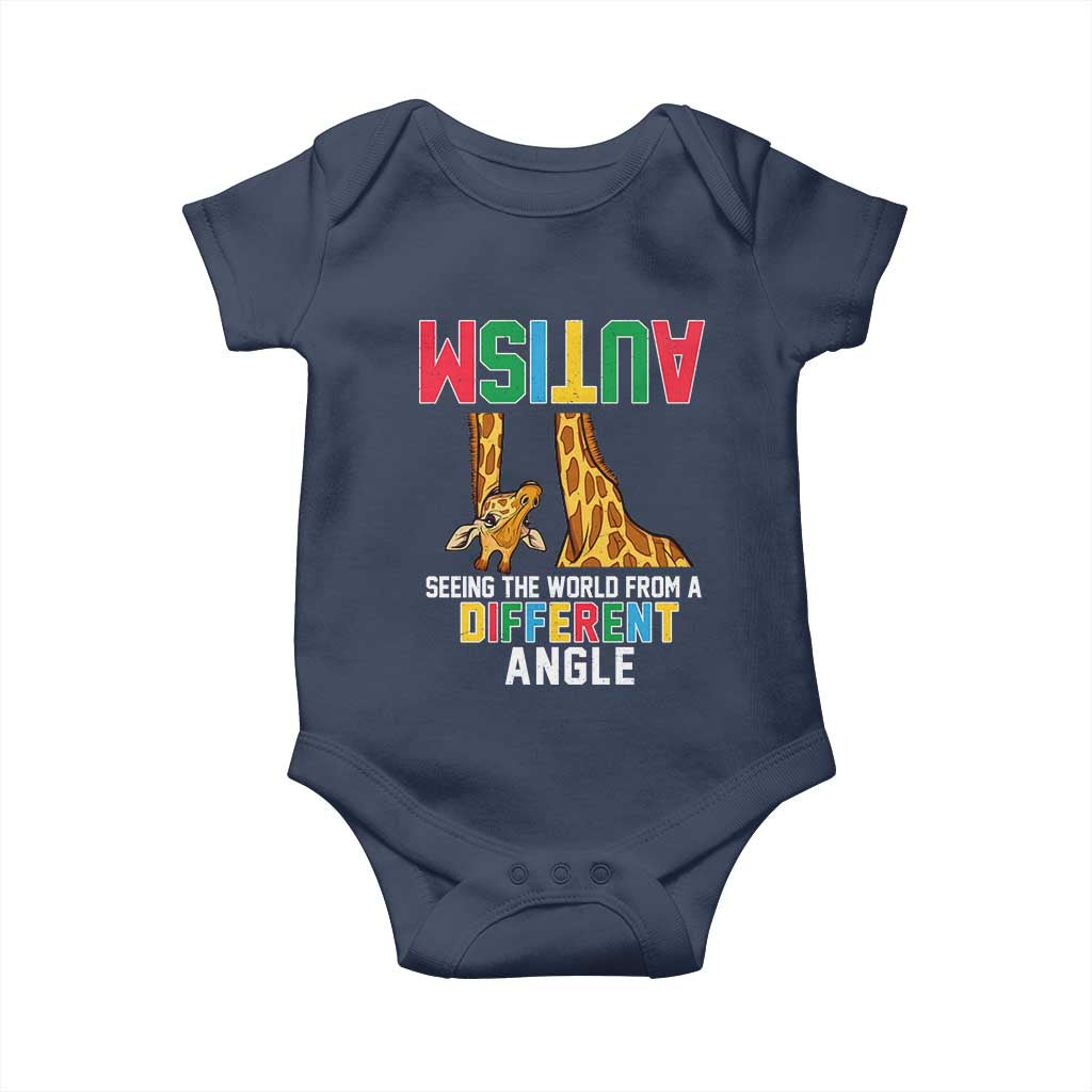 Giraffe Autism Awareness Baby Onesie Seeing World Different Angle TS02 Navy Print Your Wear