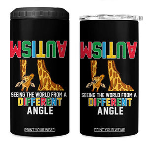 Giraffe Autism Awareness 4 in 1 Can Cooler Tumbler Seeing World Different Angle TS02 One Size: 16 oz Black Print Your Wear