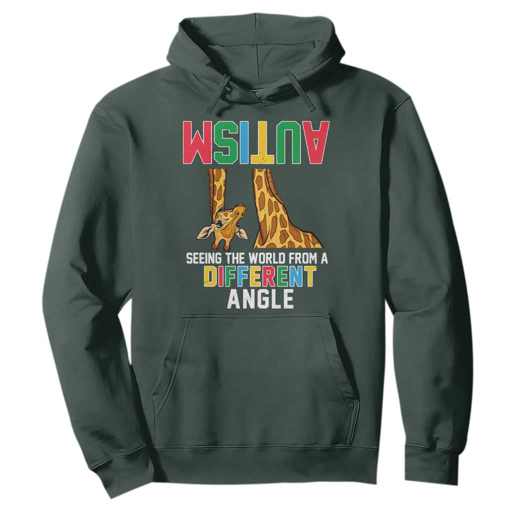 Giraffe Autism Awareness Hoodie Seeing World Different Angle TS02 Dark Forest Green Print Your Wear