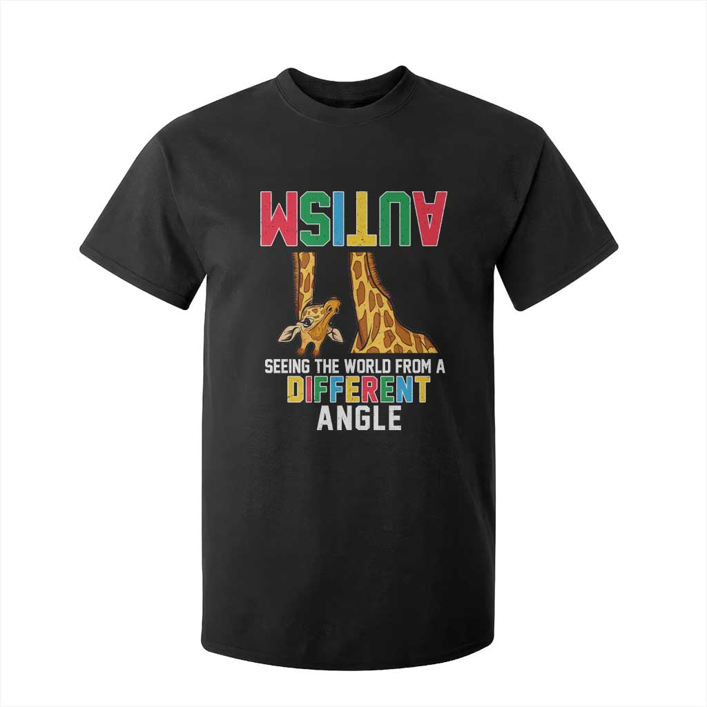 Giraffe Autism Awareness T Shirt For Kid Seeing World Different Angle TS02 Black Print Your Wear