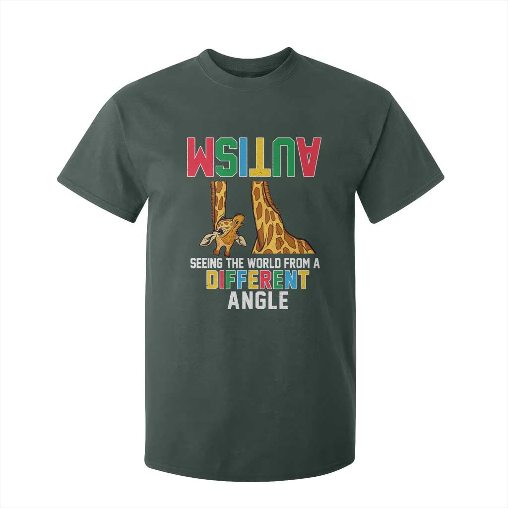 Giraffe Autism Awareness T Shirt For Kid Seeing World Different Angle TS02 Dark Forest Green Print Your Wear