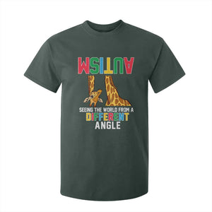 Giraffe Autism Awareness T Shirt For Kid Seeing World Different Angle TS02 Dark Forest Green Print Your Wear