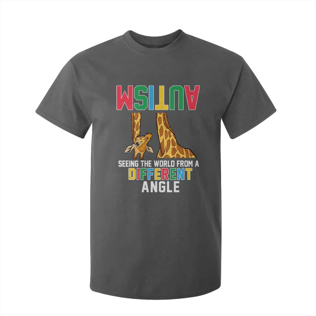 Giraffe Autism Awareness T Shirt For Kid Seeing World Different Angle TS02 Dark Heather Print Your Wear