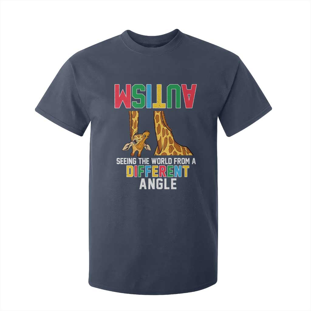 Giraffe Autism Awareness T Shirt For Kid Seeing World Different Angle TS02 Navy Print Your Wear