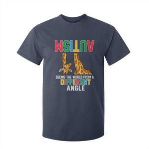 Giraffe Autism Awareness T Shirt For Kid Seeing World Different Angle TS02 Navy Print Your Wear
