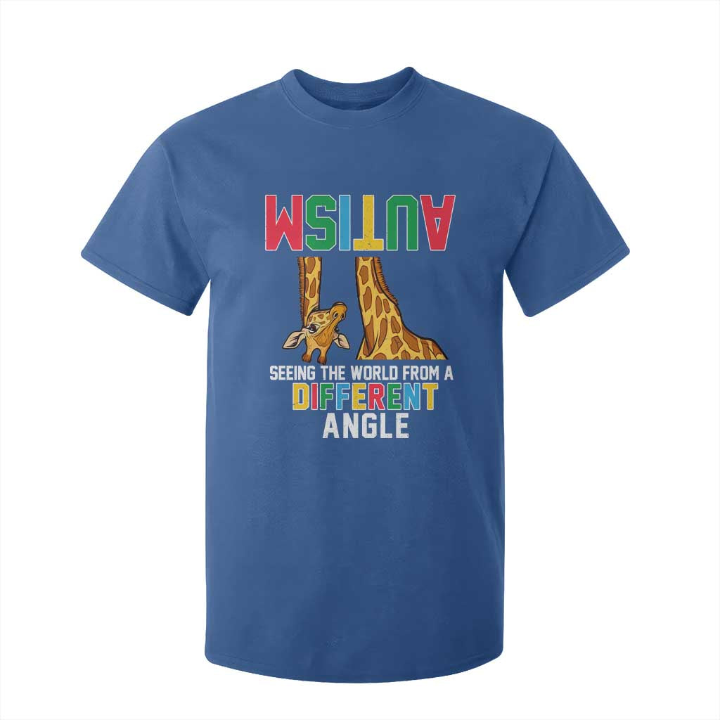 Giraffe Autism Awareness T Shirt For Kid Seeing World Different Angle TS02 Royal Blue Print Your Wear