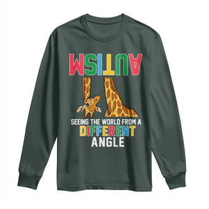 Giraffe Autism Awareness Long Sleeve Shirt Seeing World Different Angle TS02 Dark Forest Green Print Your Wear