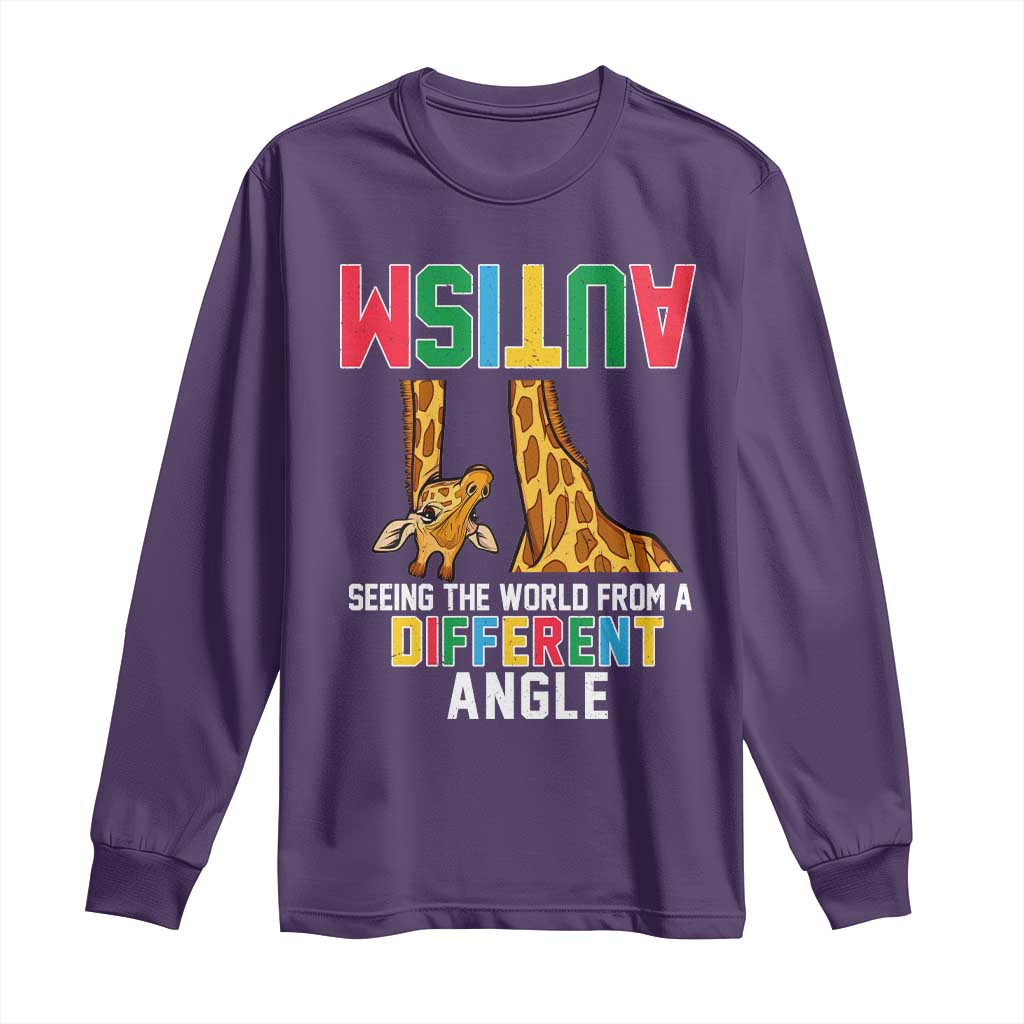 Giraffe Autism Awareness Long Sleeve Shirt Seeing World Different Angle TS02 Purple Print Your Wear