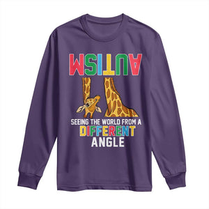 Giraffe Autism Awareness Long Sleeve Shirt Seeing World Different Angle TS02 Purple Print Your Wear