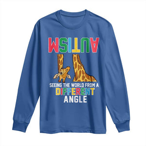 Giraffe Autism Awareness Long Sleeve Shirt Seeing World Different Angle TS02 Royal Blue Print Your Wear
