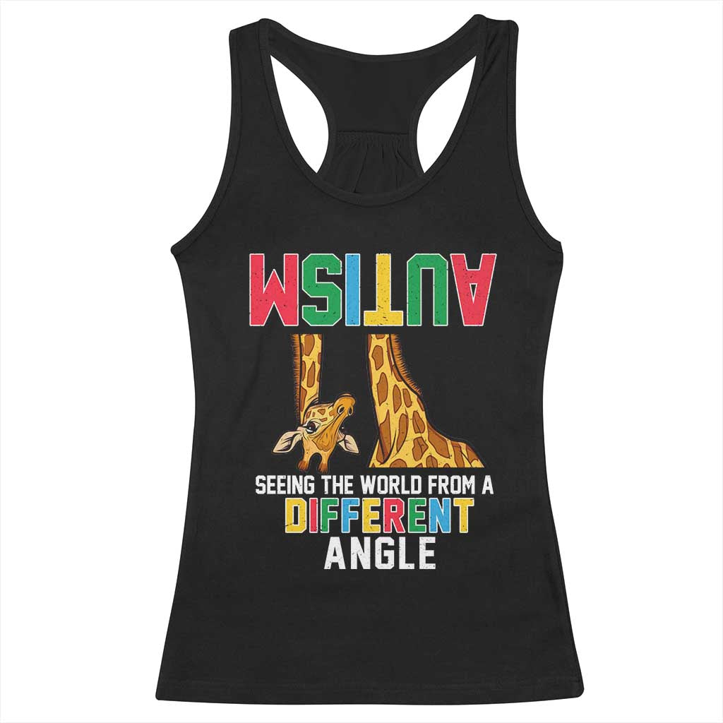 Giraffe Autism Awareness Racerback Tank Top Seeing World Different Angle TS02 Black Print Your Wear