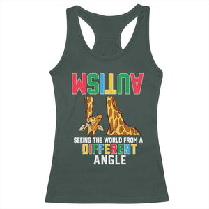 Giraffe Autism Awareness Racerback Tank Top Seeing World Different Angle TS02 Dark Forest Green Print Your Wear