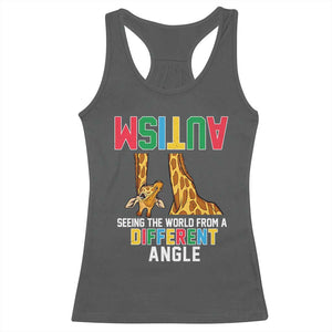 Giraffe Autism Awareness Racerback Tank Top Seeing World Different Angle TS02 Dark Heather Print Your Wear