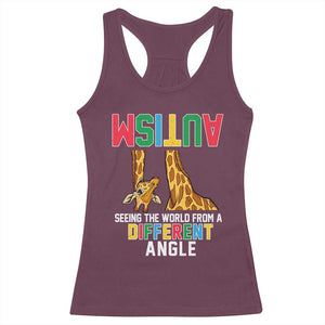 Giraffe Autism Awareness Racerback Tank Top Seeing World Different Angle TS02 Maroon Print Your Wear