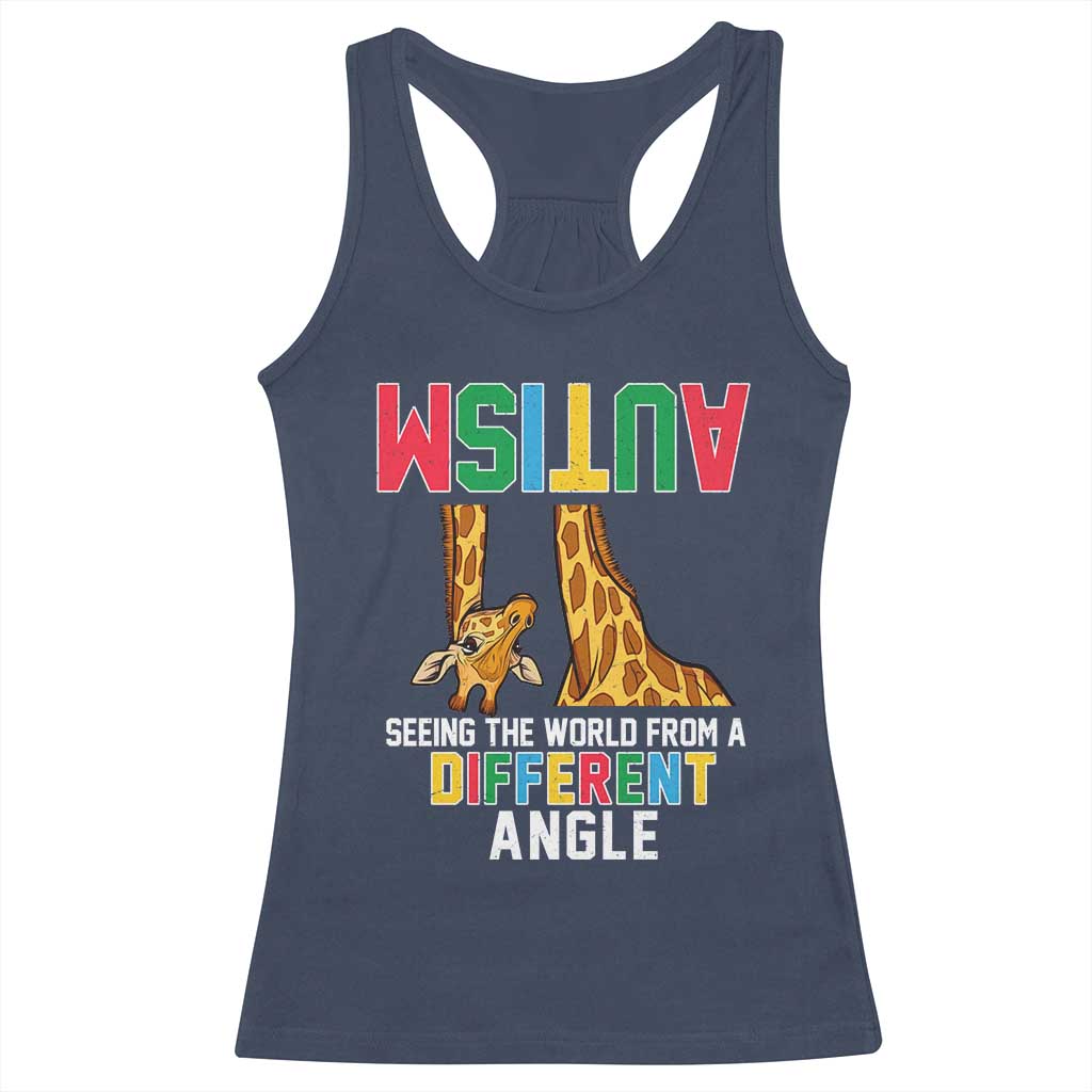 Giraffe Autism Awareness Racerback Tank Top Seeing World Different Angle TS02 Navy Print Your Wear
