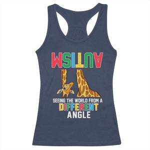 Giraffe Autism Awareness Racerback Tank Top Seeing World Different Angle TS02 Navy Print Your Wear