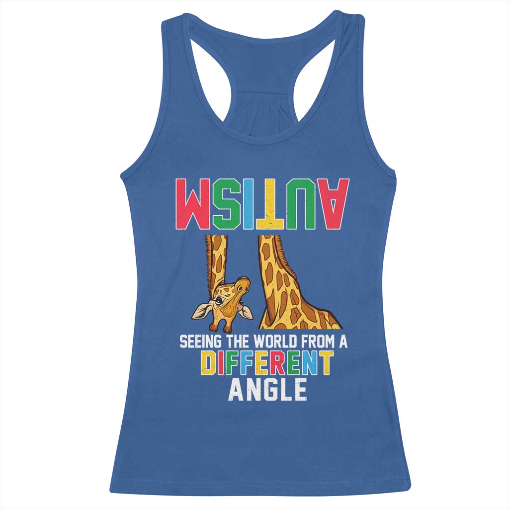 Giraffe Autism Awareness Racerback Tank Top Seeing World Different Angle TS02 Royal Blue Print Your Wear