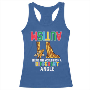 Giraffe Autism Awareness Racerback Tank Top Seeing World Different Angle TS02 Royal Blue Print Your Wear