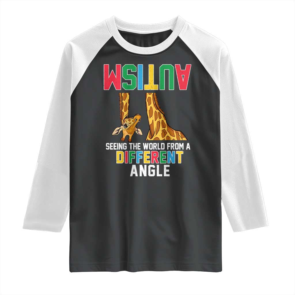 Giraffe Autism Awareness Raglan Shirt Seeing World Different Angle TS02 Black White Print Your Wear